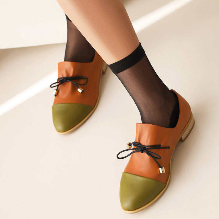 Women's Bow Straps Low Heel Loafers Shoes