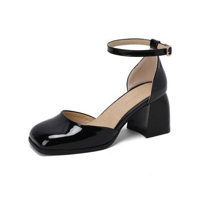 Women's Square Toe Ankle Strap Block Heel Sandals