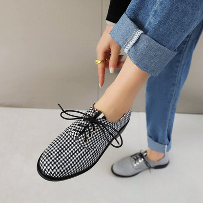 Women's Lattice Lace-Up Flats Oxford Shoes