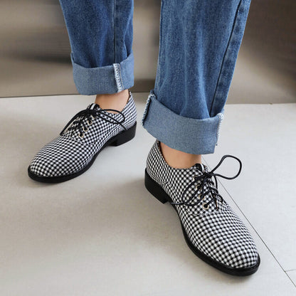 Women's Lattice Lace-Up Flats Oxford Shoes