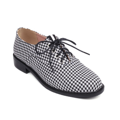 Women's Lattice Lace-Up Flats Oxford Shoes