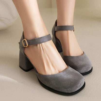 Women's Square Toe Ankle Strap Block Chunky Heel Platform Sandals