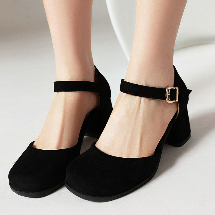 Women's Square Toe Ankle Strap Block Chunky Heel Platform Sandals