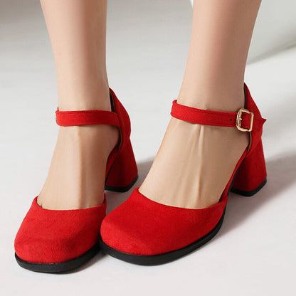 Women's Square Toe Ankle Strap Block Chunky Heel Platform Sandals