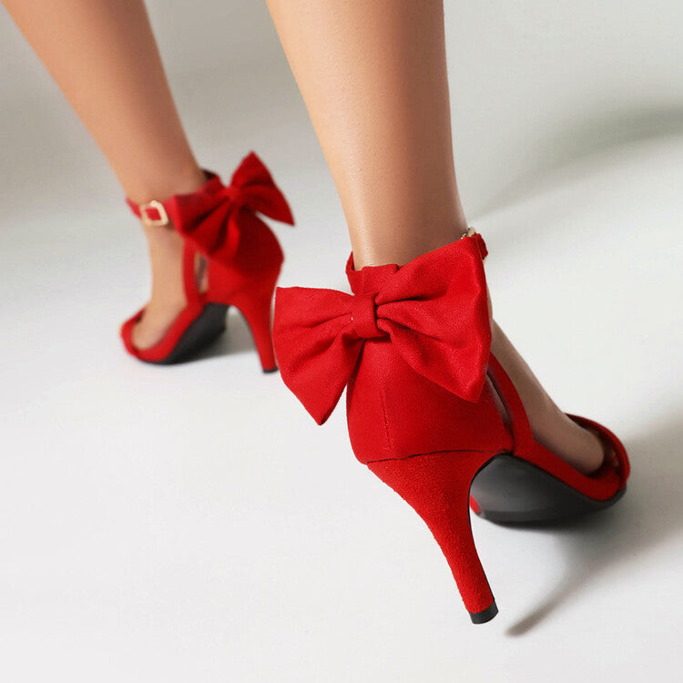 Women's Ankle Strap Bow Tie Stiletto Heel Sandals