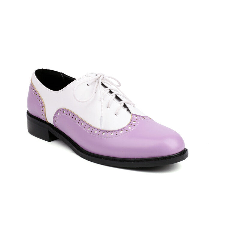 Women's Bicolor Tied Straps Flats Oxford Shoes