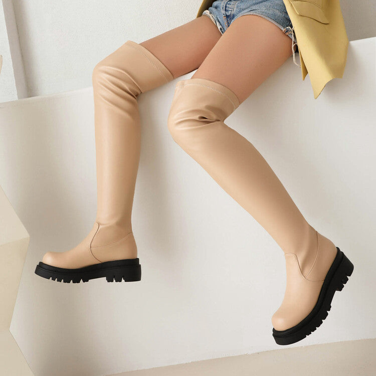 Women's Round Toe Platform Over the Knee Boots