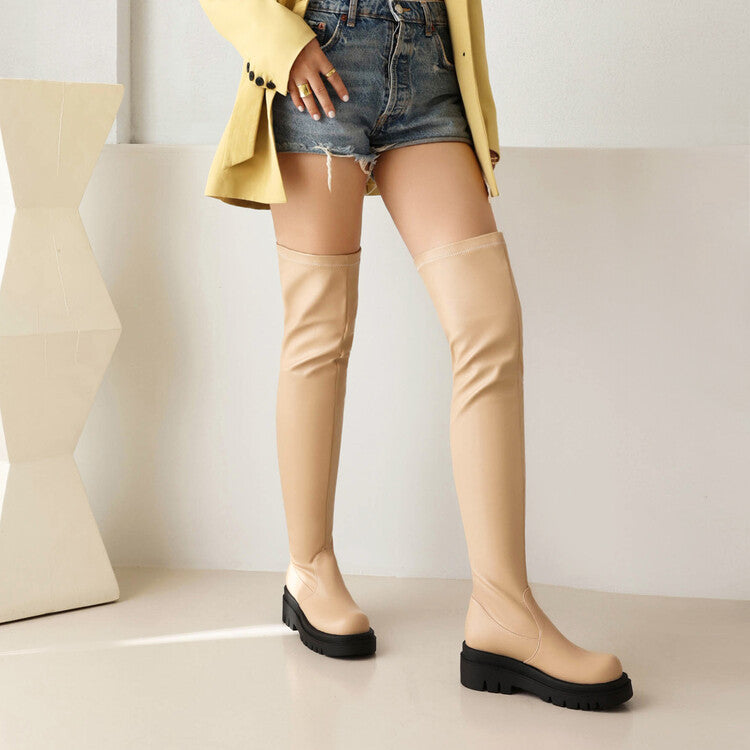 Women's Round Toe Platform Over the Knee Boots