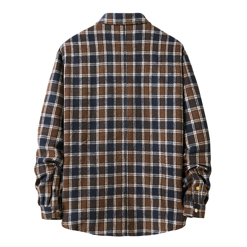 Men Turnover Collar Lattice Long Sleeves Shirt