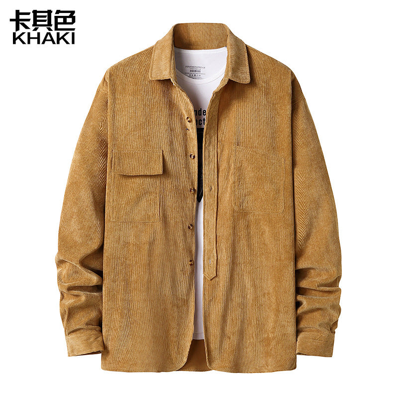 Men Turnover Collar Warm Long Sleeves Shirt