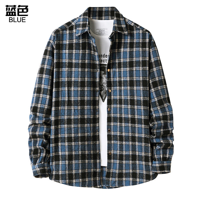 Men Turnover Collar Lattice Long Sleeves Shirt