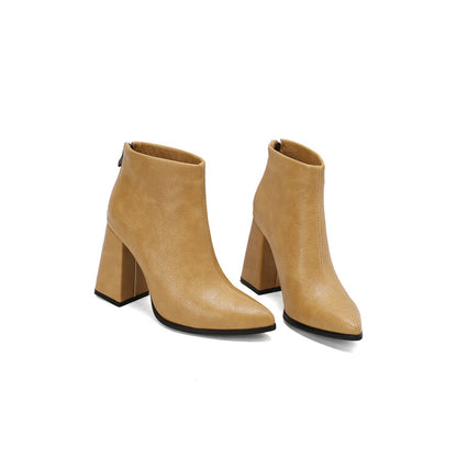 Women's Pointed Toe Block Heel Ankle Boots