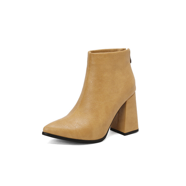 Women's Pointed Toe Block Heel Ankle Boots