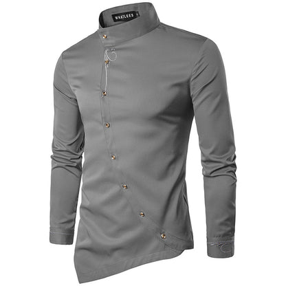 Men Turtleneck Asymmetry Long Sleeves Shirt