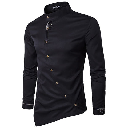 Men Turtleneck Asymmetry Long Sleeves Shirt