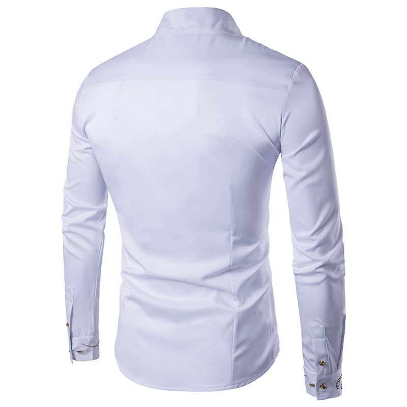 Men Turtleneck Asymmetry Long Sleeves Shirt