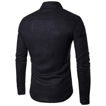 Men Turtleneck Buttons Long Sleeves T-Shirt