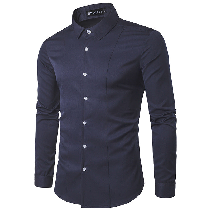 Men Turnover Collar Long Sleeves Shirt