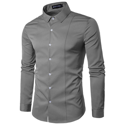 Men Turnover Collar Long Sleeves Shirt