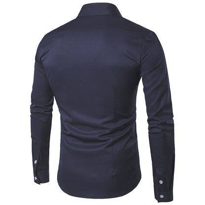 Men Turnover Collar Long Sleeves Shirt