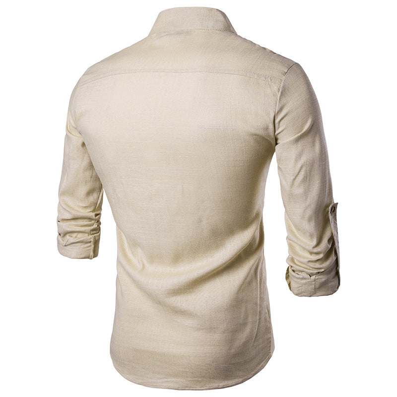 Men Turtleneck Buttons Long Sleeves T-Shirt