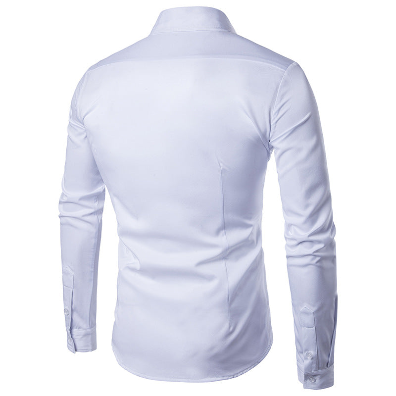 Men Turnover Collar Long Sleeves Shirt