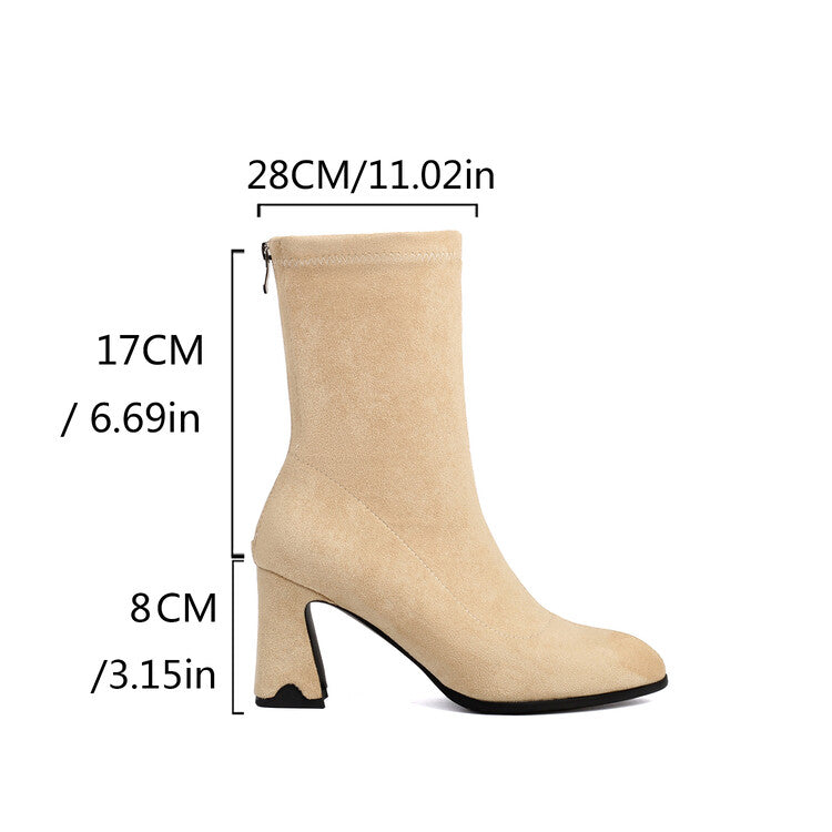 Women's Pointed Toe Block Heel Short Boots