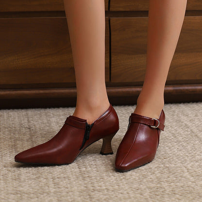 Women's Pointed Toe Hoof Buckle Strap Loafers Shoes