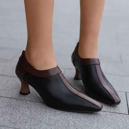 Women's Pointed Toe Hoof Heel Loafer Shoes