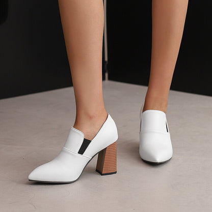 Women's Pointed Toe Block Heel Loafer Shoes