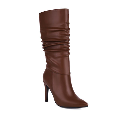 Women's Pointed Toe Stiletto Heel Mid Calf Boots