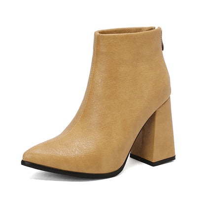 Women's Pointed Toe Block Heel Ankle Boots