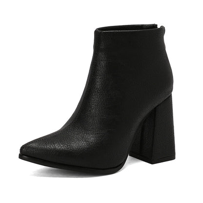 Women's Pointed Toe Block Heel Ankle Boots