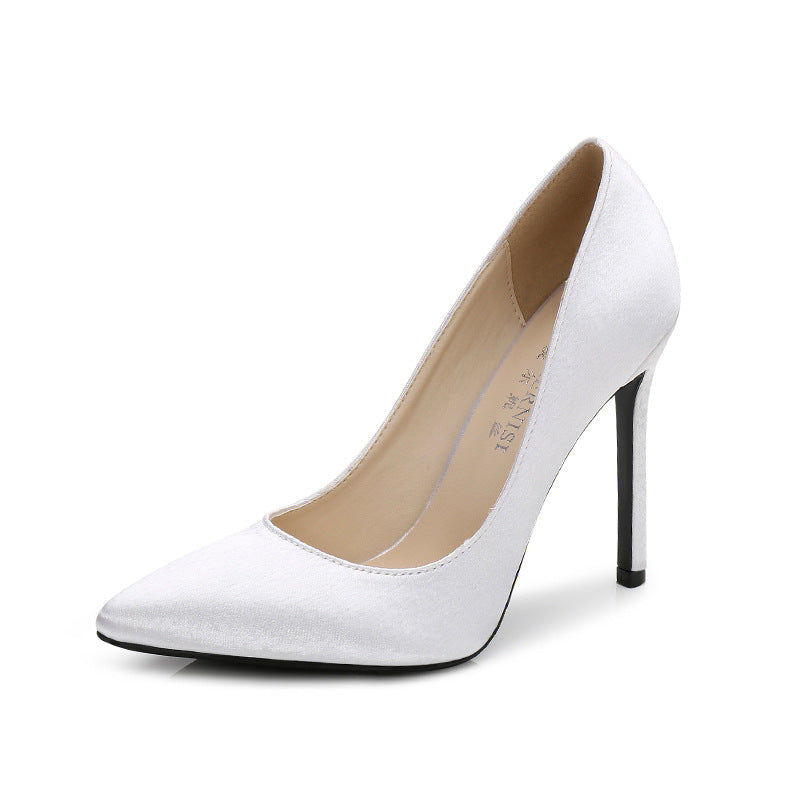 Women's Pointed Toe Shallow Stiletto Heel Bridal Shoes Wedding Pumps