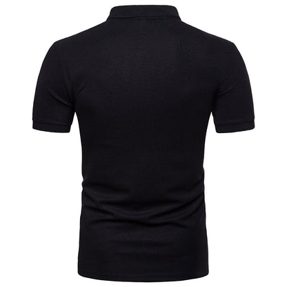 Men Turnover Collar Patchwork Short Sleeves T-Shirt