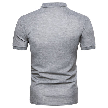 Men Turnover Collar Patchwork Short Sleeves T-Shirt