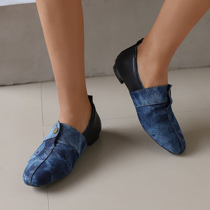 Women's Patchwork Round Toe Flat Loafers