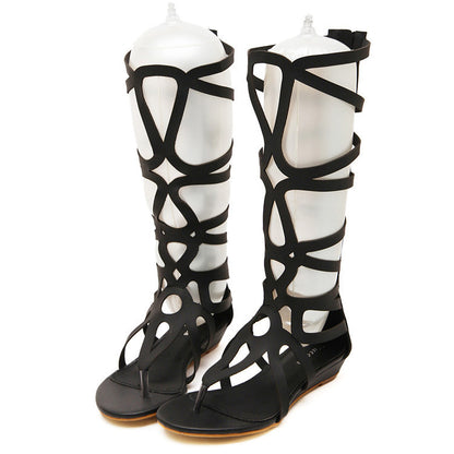 Women Zip Flat Gladiator Sandals Shoes 5724