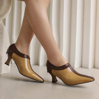 Women's Pointed Toe Hoof Heel Loafer Shoes