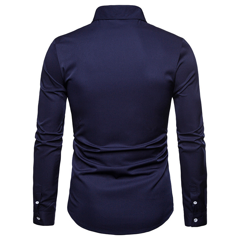 Men Turnover Collar Tied Straps Long Sleeves T-Shirt