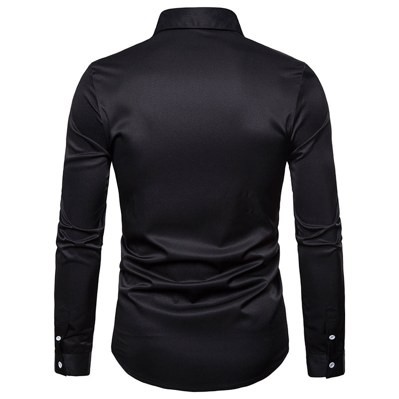 Men Turnover Collar Tied Straps Long Sleeves T-Shirt