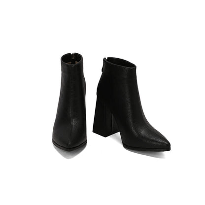 Women's Pointed Toe Block Heel Ankle Boots