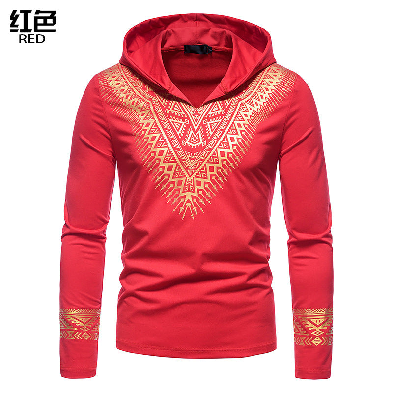 Men Prints Long Sleeves Hoody T-Shirt