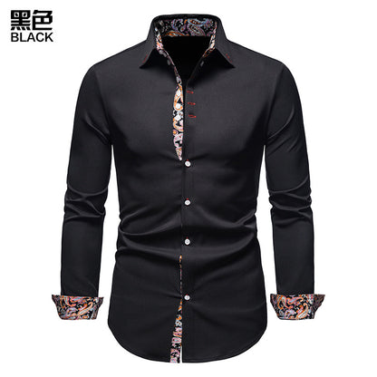 Men Turnover Collar Long Sleeves Shirt