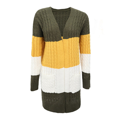 Women's Cardigans Kniting Bicolor Stripes Twist