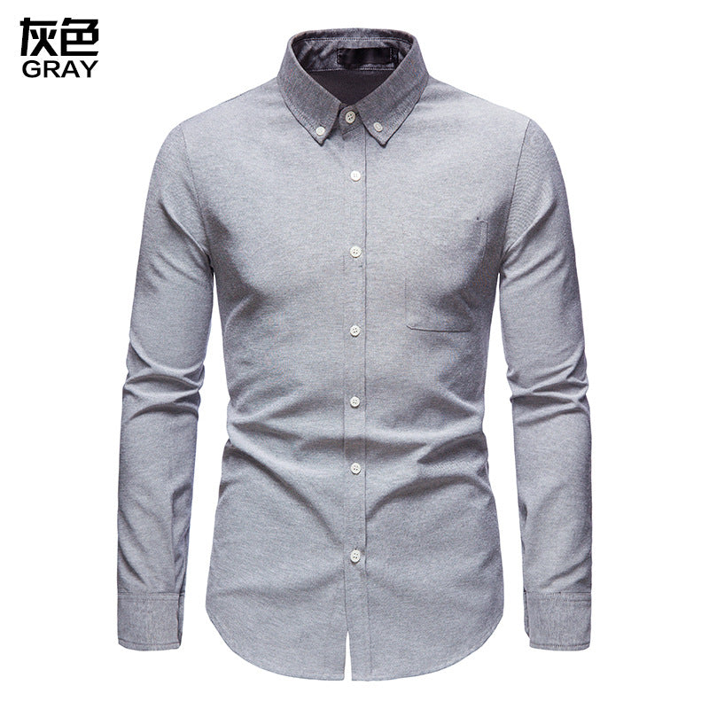 Men Turnover Collar Bicolor Long Sleeves Shirt