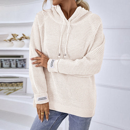 Women Sweaters Kniting Pullover Plain Hoods