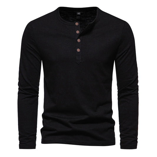 Men Crewneck Buttons Long Sleeves T-Shirt