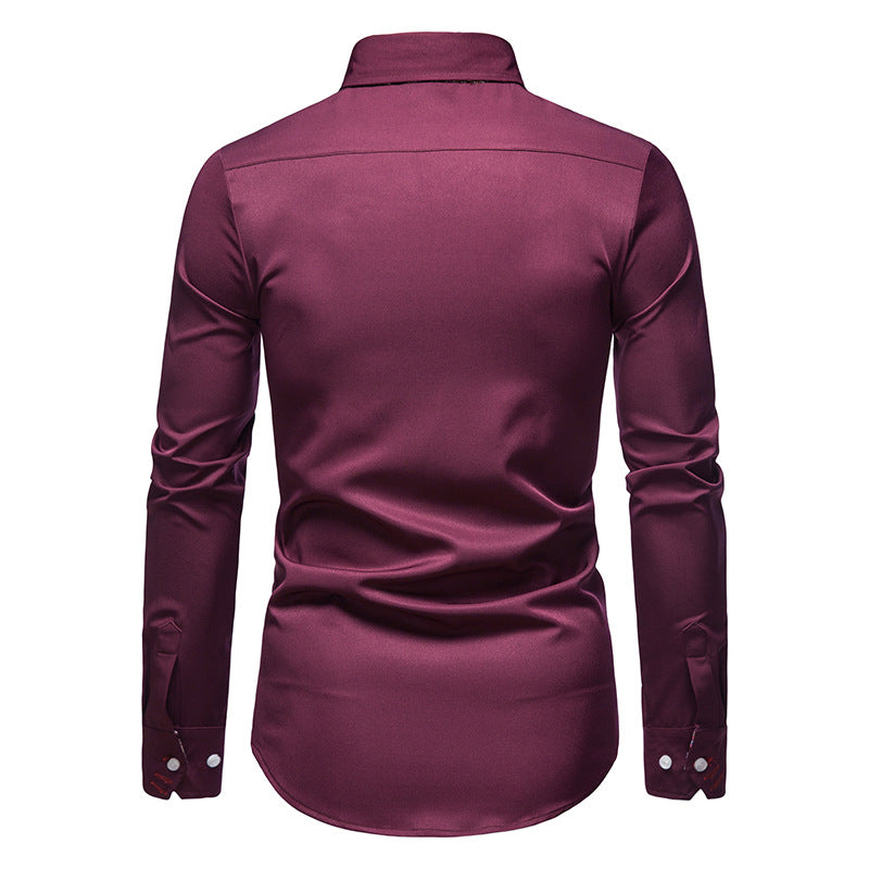 Men Turnover Collar Long Sleeves Shirt