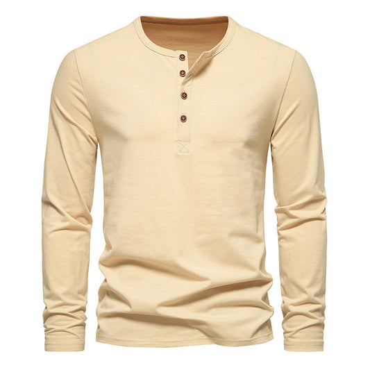 Men Crewneck Buttons Long Sleeves T-Shirt